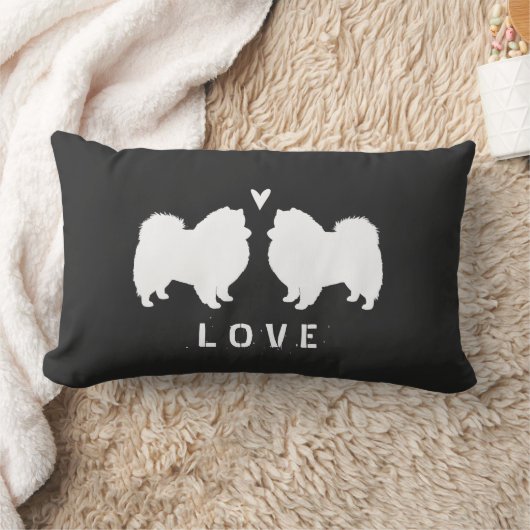 アメリカのエスキモー犬は愛のシルエットを描きます ランバークッション (ブランケット)