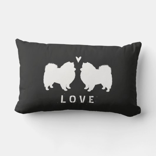 アメリカのエスキモー犬は愛のシルエットを描きます ランバークッション (裏面)