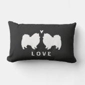 アメリカのエスキモー犬は愛のシルエットを描きます ランバークッション (正面)