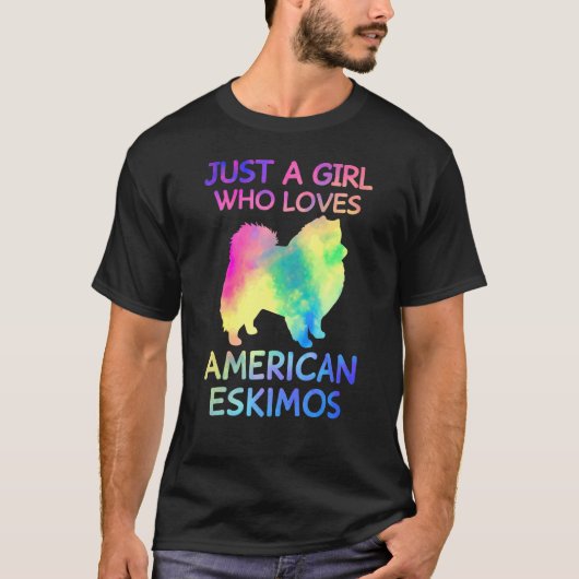 アメリカのエスキモー犬を愛しているだけの女の子 Tシャツ (正面)