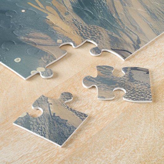 アメリカのエスキモー犬オートバイクリスマスに乗る ジグソーパズル (側面)