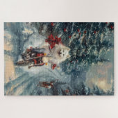 アメリカのエスキモー犬オートバイクリスマスに乗る ジグソーパズル (横)