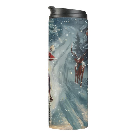 アメリカのエスキモー犬オートバイクリスマスに乗る タンブラー (回転右)