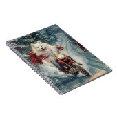 アメリカのエスキモー犬オートバイクリスマスに乗る ノートブック (右側)