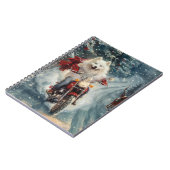 アメリカのエスキモー犬オートバイクリスマスに乗る ノートブック (左側)