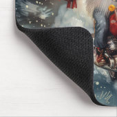 アメリカのエスキモー犬オートバイクリスマスに乗る マウスパッド (コーナー)