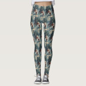 アメリカのエスキモー犬オートバイクリスマスに乗る レギンス (正面)