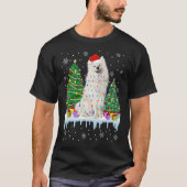 アメリカのエスキモー犬クリスマスツリーは子犬を点灯 Tシャツ (正面)