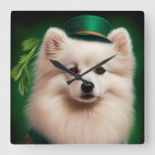 アメリカのエスキモー犬サンパトリックのデイドレス スクエア壁時計 (正面)
