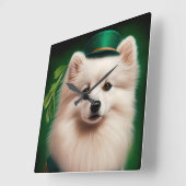 アメリカのエスキモー犬サンパトリックのデイドレス スクエア壁時計 (傾斜)