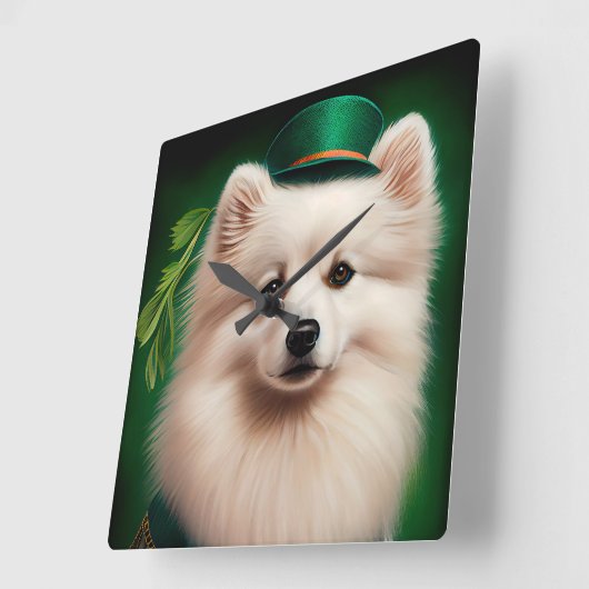 アメリカのエスキモー犬サンパトリックのデイドレス スクエア壁時計 (傾斜)