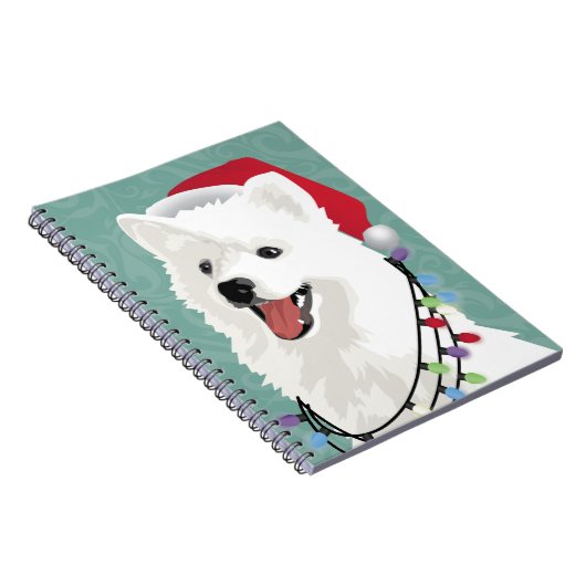 アメリカのエスキモーSamoyedかわいい子犬のクリスマス ノートブック (右側)