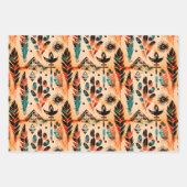 アメリカのエスニック・エスニック・エスニック・エスニック・アートの水の色パターン ラッピングペーパーシート (正面3)