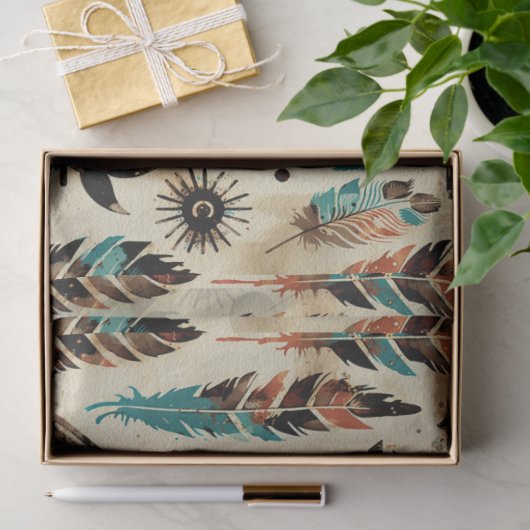 アメリカのエスニック・エスニック・エスニック・エスニック・アートの水の色パターン 薄葉紙 (ギフト)