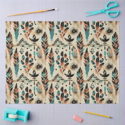 アメリカのエスニック・エスニック・エスニック・エスニック・アートの水の色パターン 薄葉紙 (クラフト)