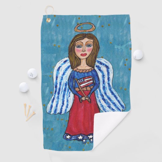 アメリカのエンジェルブルーアイズアメリカ国旗の金ゴールド星 ゴルフタオル (インサイチュ)