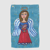 アメリカのエンジェルブルーアイズアメリカ国旗の金ゴールド星 ゴルフタオル (正面)