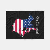 アメリカのオおもしろいカナダトランプの地図2 フリースブランケット (正面(横))