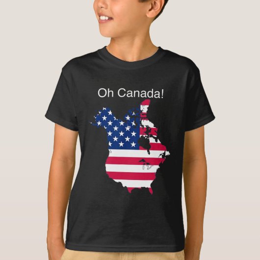 アメリカのオおもしろいカナダトランプの地図2 Tシャツ (正面)
