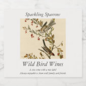 アメリカのオードボンの鳥の木の雀 スパークリングワインラベル (シングルラベル)