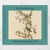 アメリカのオードボンの鳥の木の雀 ビールラベル (シングルラベル)