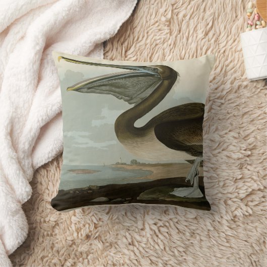 アメリカのオードボンの鳥の茶色のペリカン クッション (ブランケット)