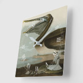 アメリカのオードボンの鳥の茶色のペリカン スクエア壁時計 (傾斜)