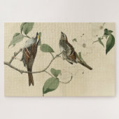 アメリカのオードボンの鳥、白い喉の付いたスズメ ジグソーパズル (横)