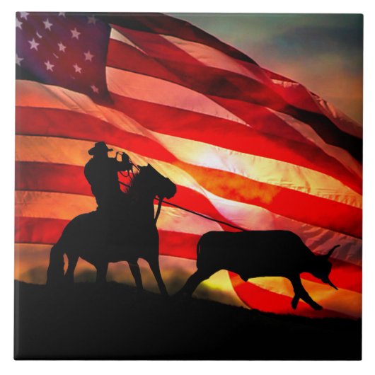 アメリカのカウボーイステアロープ タイル (正面)