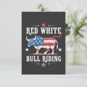 アメリカのカウボーイズに乗る赤い白と牛 サンキューカード (スタンド正面)