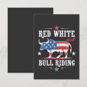 アメリカのカウボーイズに乗る赤い白と牛 サンキューカード (正面/裏面)
