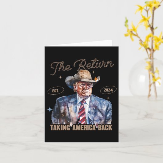 アメリカのカウボーイ トランプ 2024 アメリカを取り戻せ カード (黄色い花)