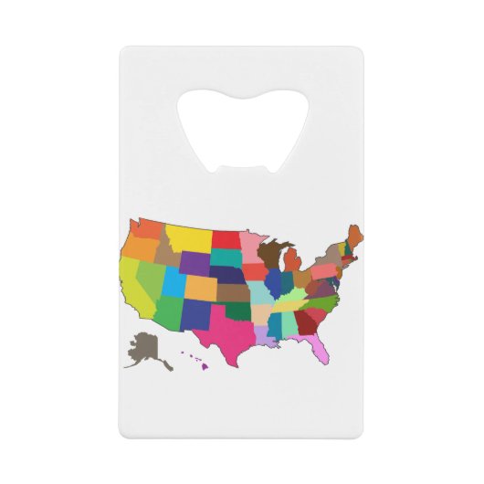 アメリカのカラー地図 クレジットカード栓抜き (正面)