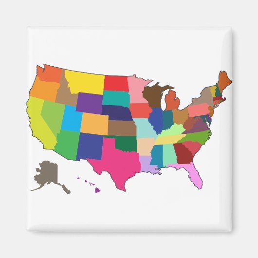 アメリカのカラー地図 マグネット (正面)