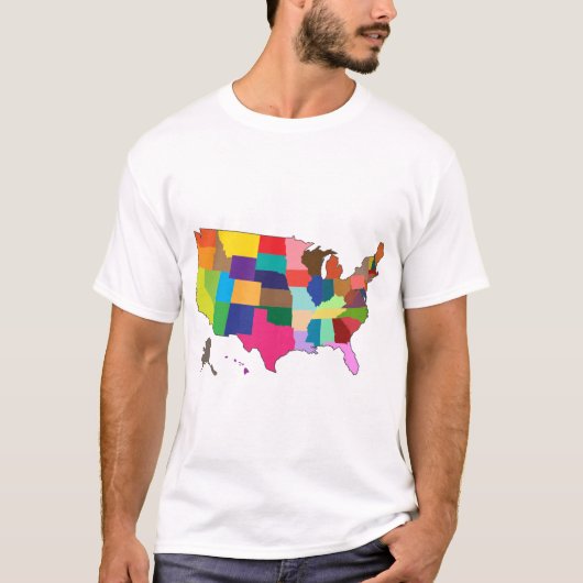 アメリカのカラー地図 Tシャツ (正面)