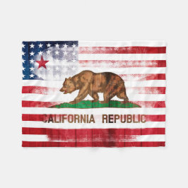 アメリカのカリフォルニアの旗|の木及びPaintstrokes フリースブランケット