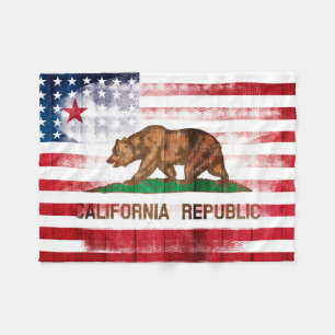 アメリカのカリフォルニアの旗 の木及びPaintstrokes フリースブランケット
