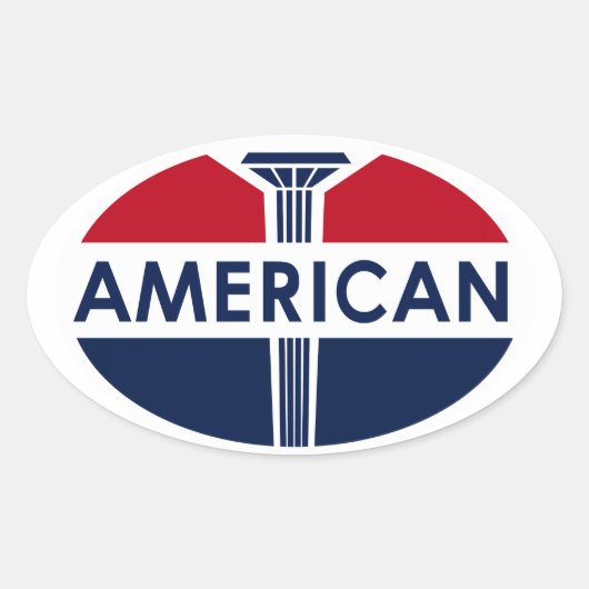 アメリカのガソリンスタンドの看板。フラットバージョン 楕円形シール (正面)