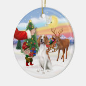 アメリカのキツネハウンドを治療する セラミックオーナメント (左)