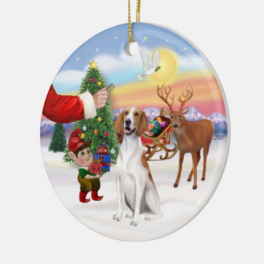 アメリカのキツネハウンドを治療する セラミックオーナメント (左)