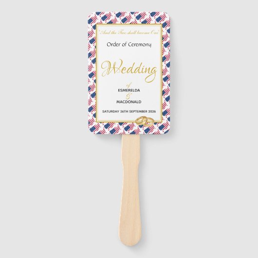 アメリカのキリスト教のカスタムウェディングプログラム ハンドファン (正面)