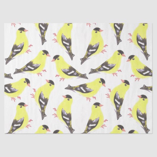 アメリカのキンギョの鳥の水彩画 薄葉紙 (正面)