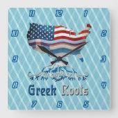 アメリカのギリシャの根の正方形の柱時計 スクエア壁時計 (正面)