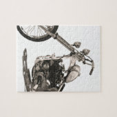 アメリカのクラシックなチョッパーのオートバイ ジグソーパズル (横)