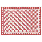 アメリカのクラシックな赤と白のオンドリおよびハート テーブルクロス (正面(横))