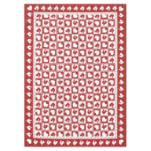 アメリカのクラシックな赤と白のオンドリおよびハート テーブルクロス (正面)