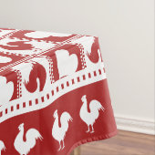 アメリカのクラシックな赤と白のオンドリおよびハート テーブルクロス