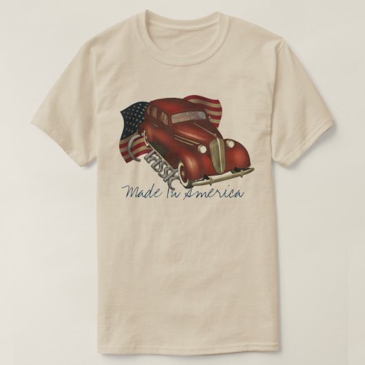 アメリカのクラシックな車のティー Tシャツ (デザイン正面)