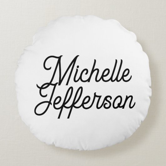 アメリカのクリエイティブトレンディーホワイトブラック書道 ラウンドクッション (正面)