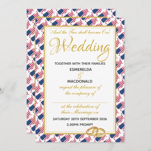 アメリカのクリスチャン聖なる書物、 経典カスタムウェディング 招待状 (正面/裏面)